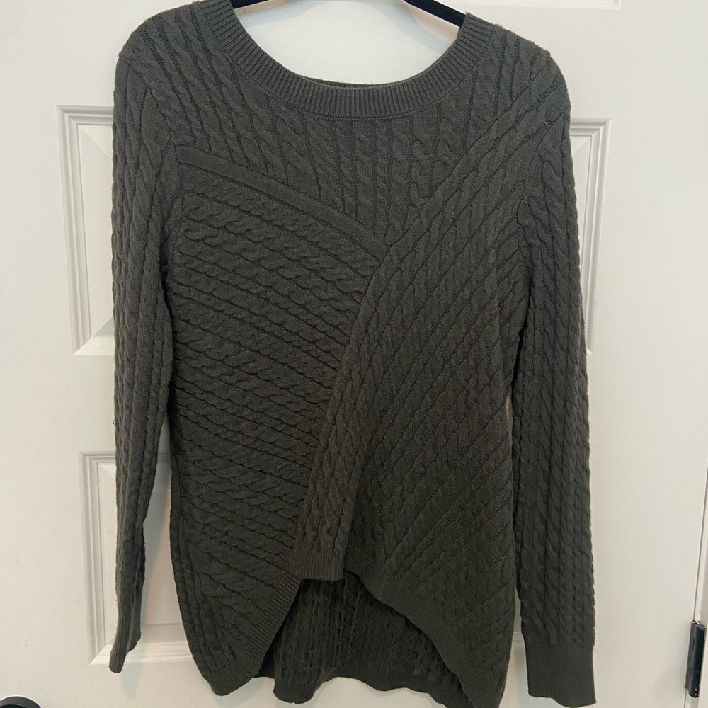 Cyrus Dark Green Cable Knit Sweater